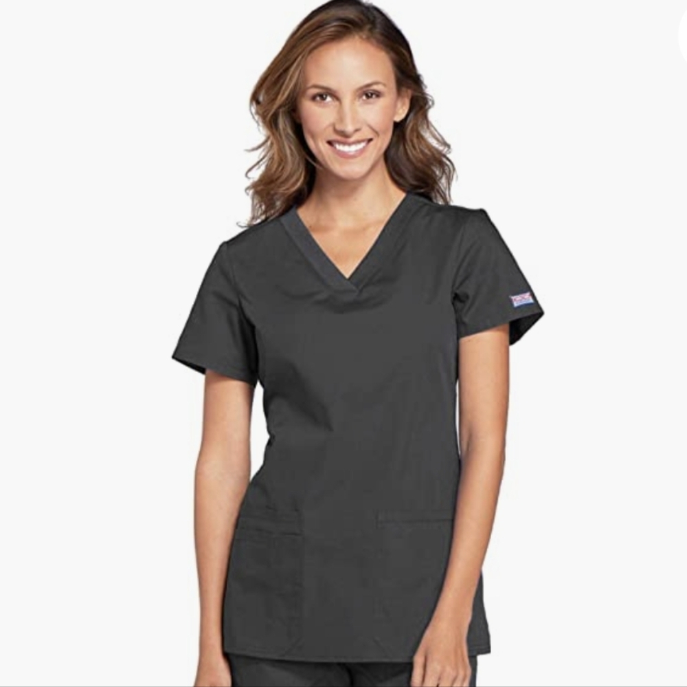 Cherokee women's v neck healthcare dental medical scrub top pewter XS